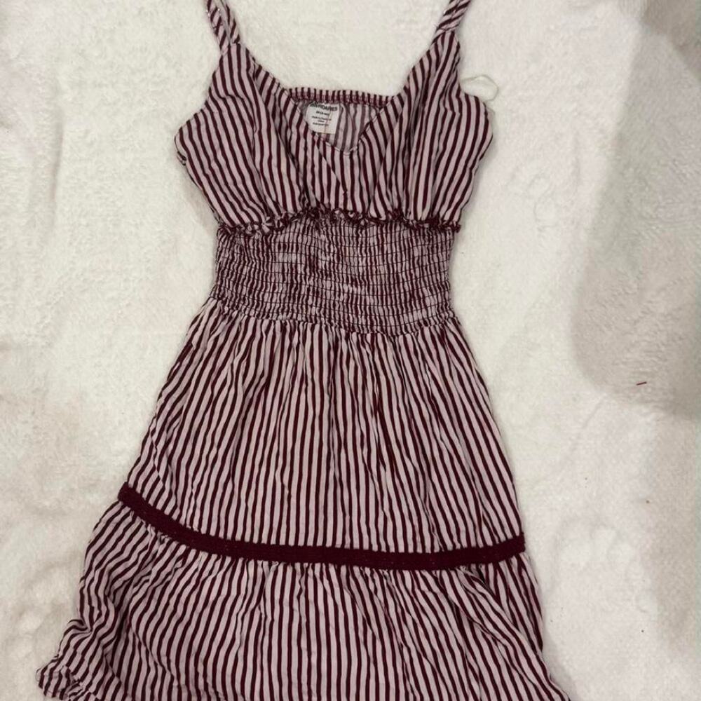 White and burgundy striped mini